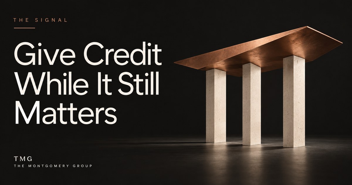 Give Credit While It Still Matters — TMG editorial cover