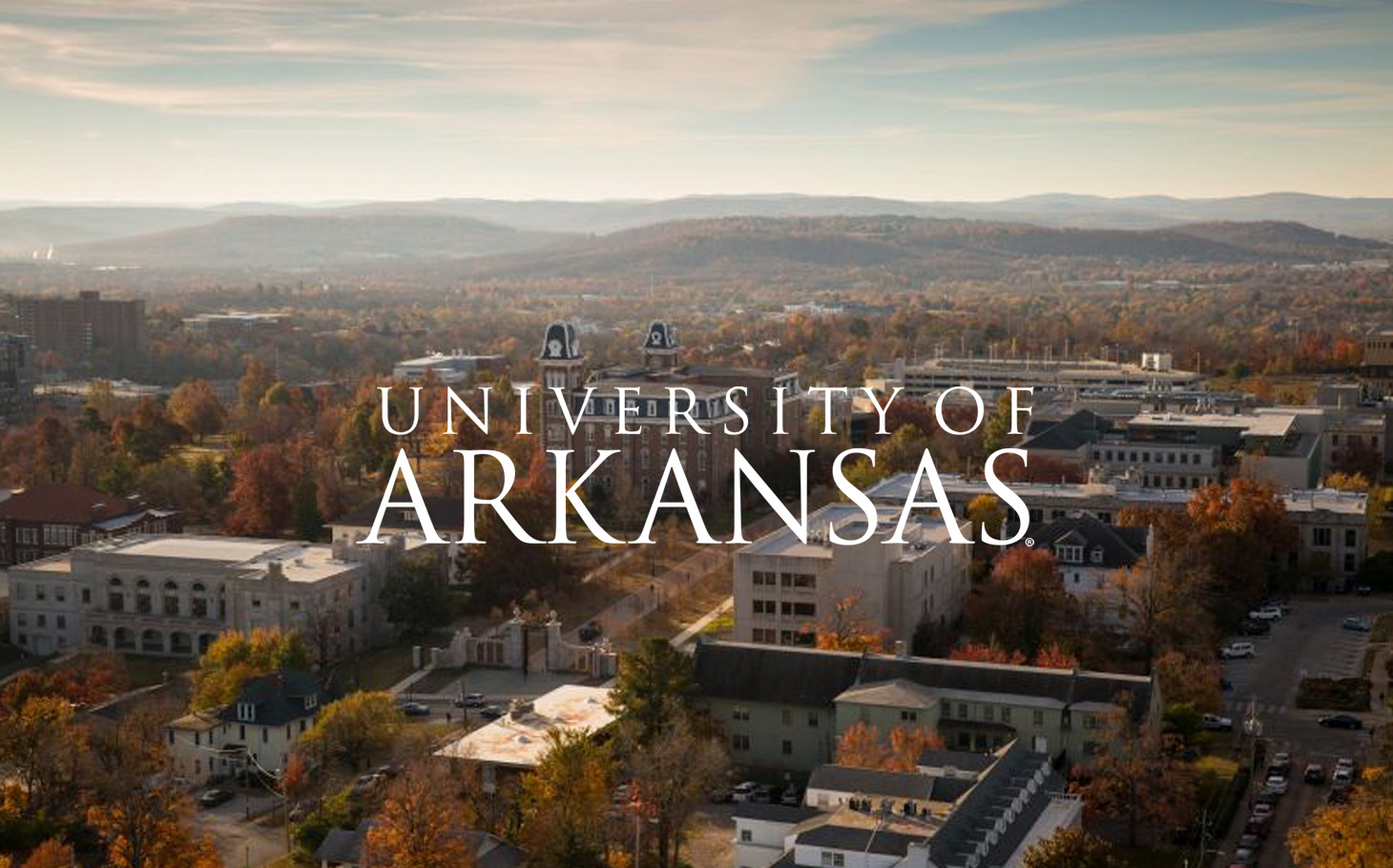 University of Arkansas campus aerial view